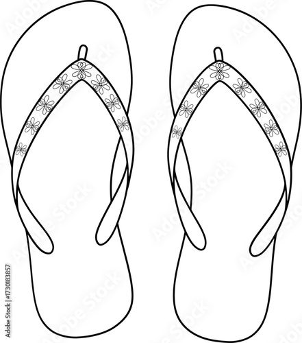 Simple line drawing of a pair of flip flop sandals