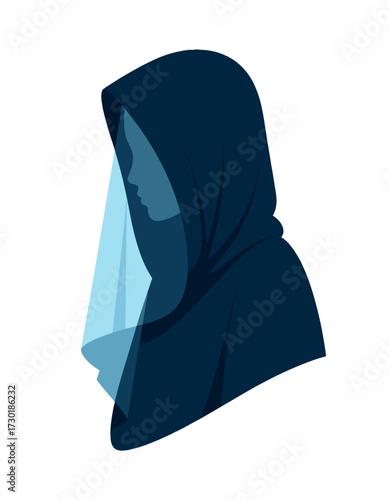 Modest Woman Headscarf Veil Faceless Profile Privacy
