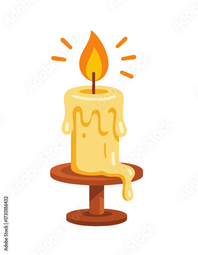 Burning Wax Candle Warm Light Illustration Element