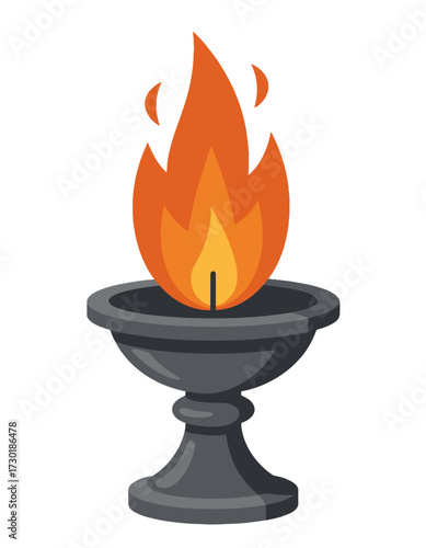 Flaming Torch Emblem Fire Bowl Olympic Games Vector Graphic