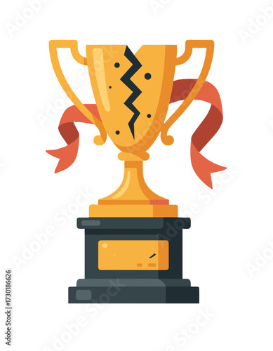 Broken Trophy Cup Defeat Loser Failure Concept