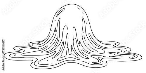 Melting Slime Blob in a Continuous Line Drawing Style