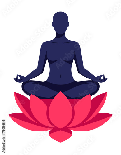Meditating Silhouette Lotus Flower Yoga Zen Spiritual Calm Graphic