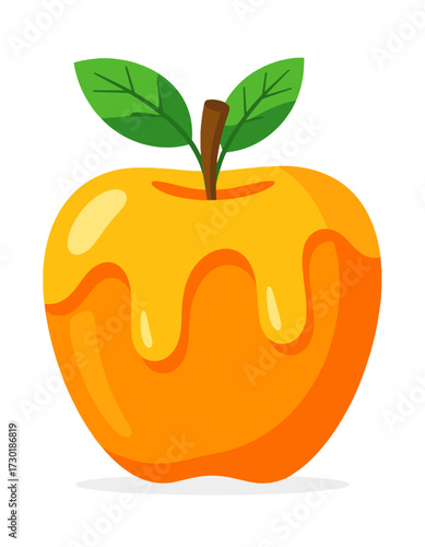 Honey Drizzled Apple Fruit Sweet Food Snack Illustration