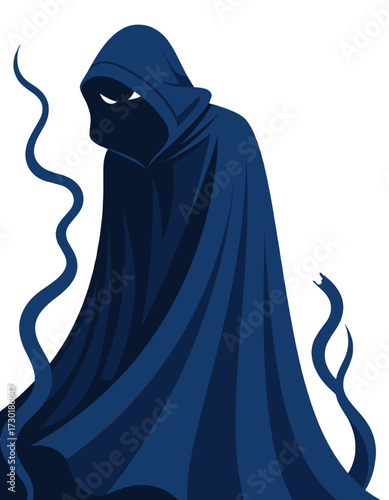 Mysterious Cloaked Figure Dark Hooded Robe Shadowy Character Concept Art