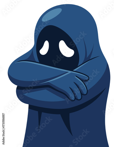 Sad Ghost Spirit Crying Weeping Blue Mascot