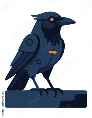 Cyberpunk Crow Robot Raven Bird Artificial Intelligence Tech Mascot