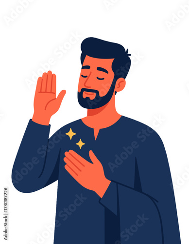 Man Hand On Heart Taking Oath Promise Sincerity Integrity