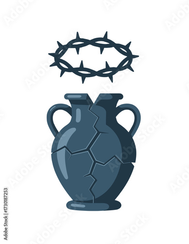 Crown Thorns Broken Vase Christian Lent Symbolism Religious Holy Week