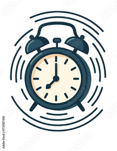 Retro Alarm Clock Ringing Time Management Reminder Graphic