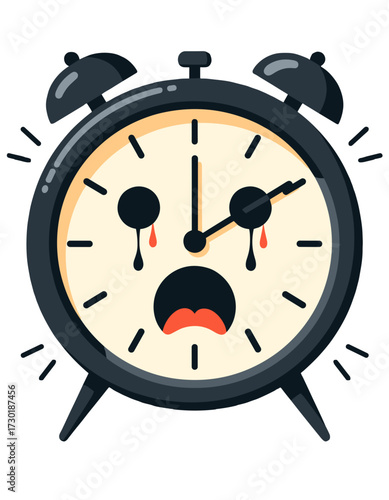 Crying Alarm Clock Sad Face Time Management Melancholy Feeling