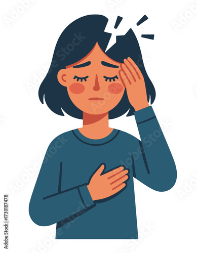 Woman Suffering Migraine Headache Mental Health Problem