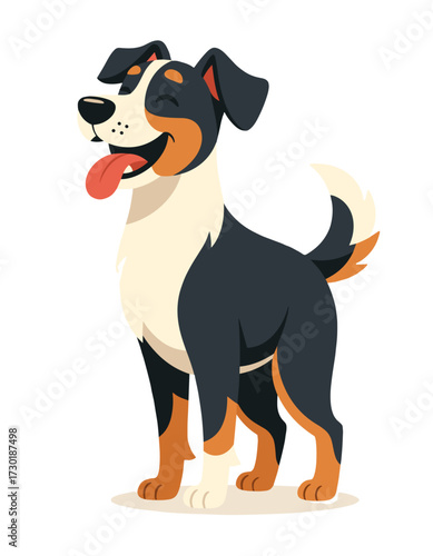Happy Dog Smiling Pet Animal Character Canine Flat Design Fun