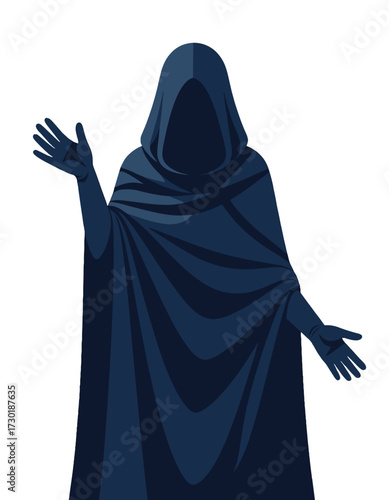 Mysterious Cloaked Figure Dark Robe Faceless Person Occult Silhouette