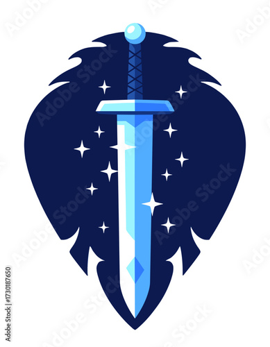 Magical Sword Esport Logo Gaming Enchanted Weapon Fantasy Concept