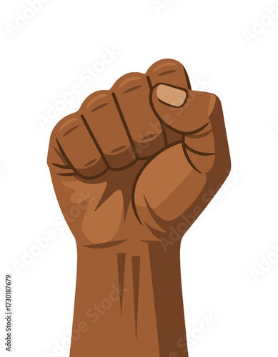 Brown Skin Hand Fist Power Sign Symbol Raised Arm