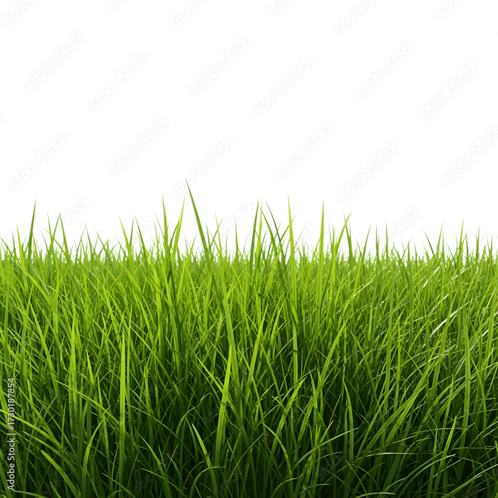 Fototapeta premium Close up of fresh green grass isolated on transparent background in springtime