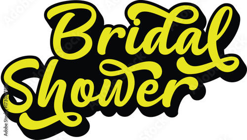 Bridal Shower retro groovy 3D script lettering with bold black shadow sticker