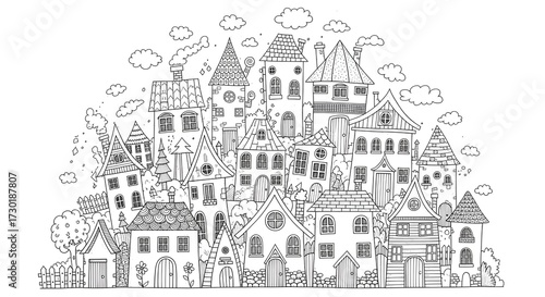 Wallpaper Mural house real estate drawing doodle colourful	 Torontodigital.ca