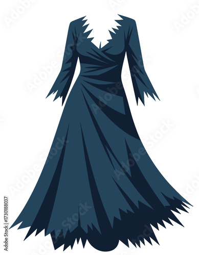 Scary Dark Blue Spooky Halloween Ghost Costume Dress Design