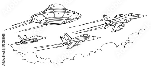 UFO Flying Saucer Chased by Military Fighter Jets