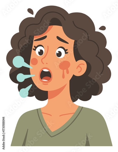 Woman Experiencing Panic Attack Shortness Breath Anxiety Symptom