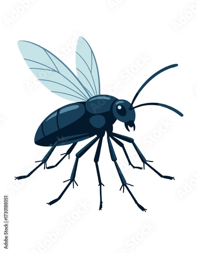 Mosquito Insect Character Flying Pest Disease Carrier Flat