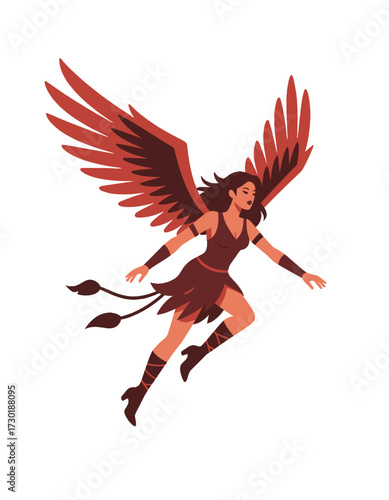 Winged Woman Flying Fantasy Character Female Hero