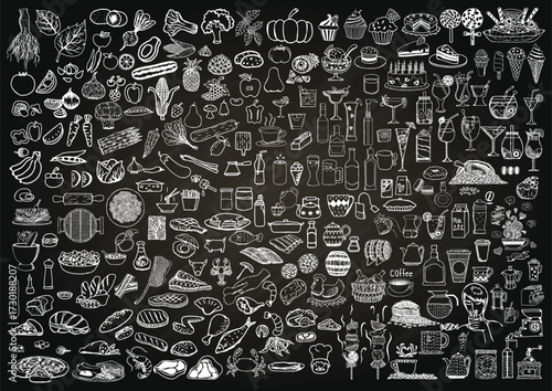 Chalkboard Food and Drink Icons Collection cooking