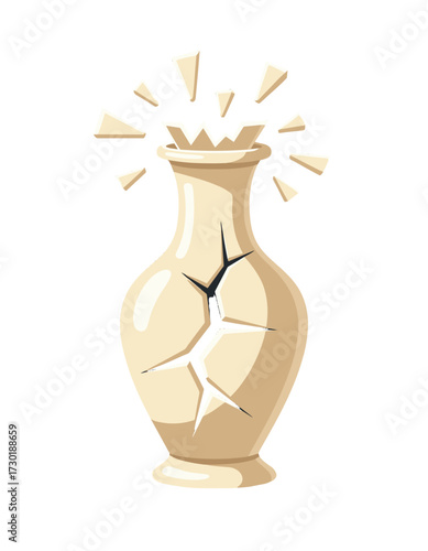Broken Ceramic Vase Shards Shattered Pottery Damaged Object Exploding Vessel