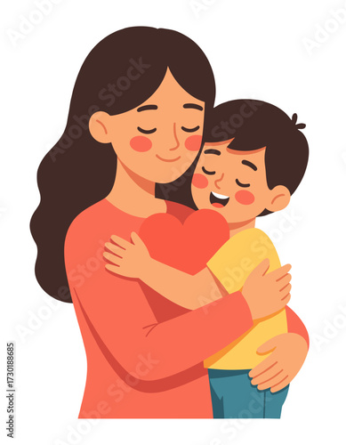 Mother Child Hugging Love Heart Family