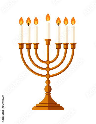 Hannukah Menorah Candles Hanukkah Holy Jewish Religion Flat