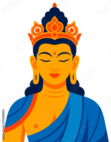 Serene Buddha Meditation Minimal Flat Graphic Spiritual