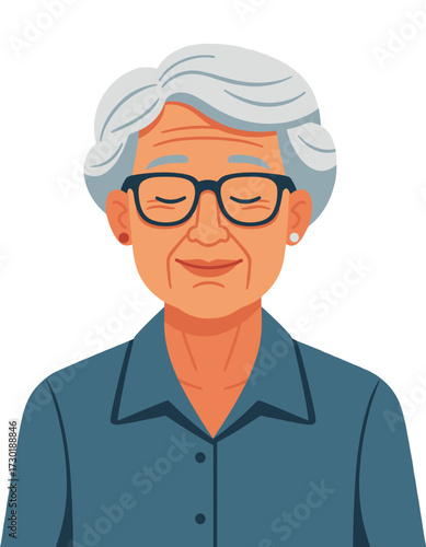 Smiling Senior Woman Face Elder Lady Portrait Graphic