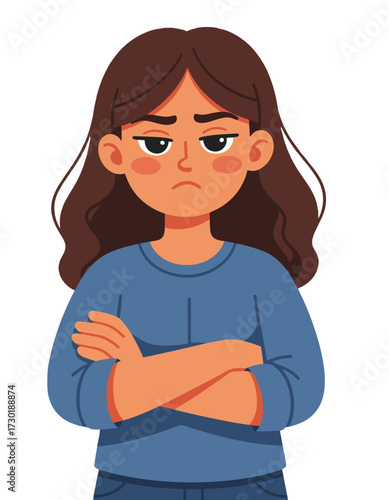 Angry Woman Expression Frustrated Annoyed Girl Character Disappointed Unhappy Mood