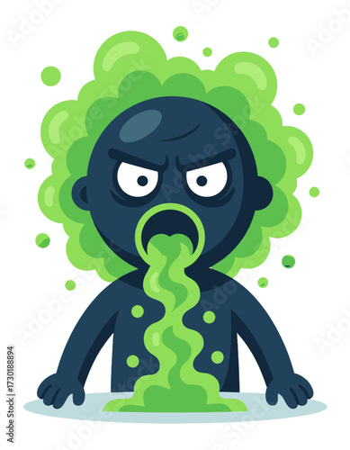 Sick Person Vomiting Green Liquid Nausea Sickness Food Poisoning