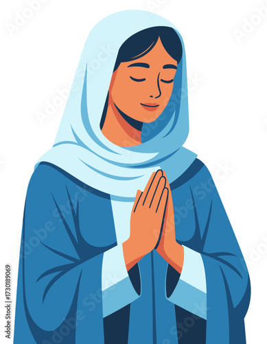 Praying Woman Jesus Mother Mary Religious Devotion Faith