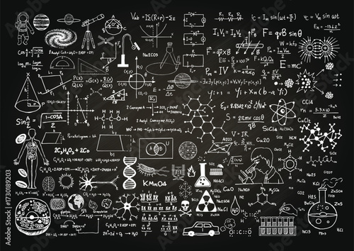 Chalkboard Science Formulas and Diagrams education