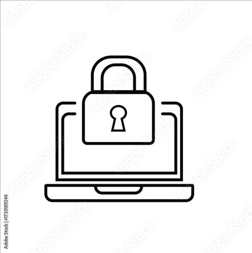Laptop Security Padlock Icon
