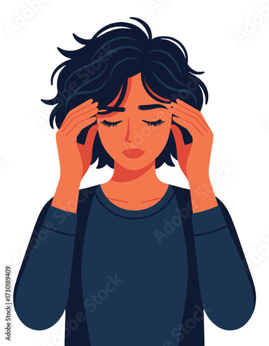 Woman Headache Migraine Pain Stress Sadness Problem Mental Health
