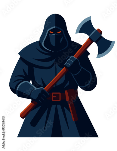 Executioner Medieval Knight Axe Hooded Figure Mysterious Character Scary Esport Mascot