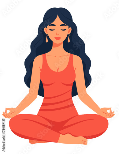 Woman Meditating Yoga Pose Body Mind Soul Zen Calmness Peace