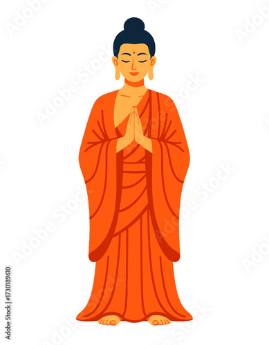 Peaceful Buddha God Monk Character Enlightenment Prayer Symbol