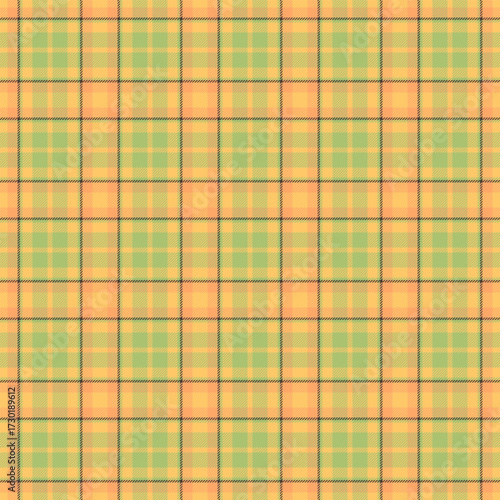Sketch pattern seamless background, skill plaid check fabric. Creativity texture tartan vector textile in amber and lime colors.