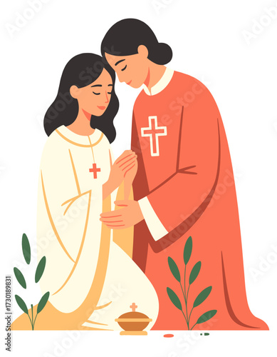 Religious Ceremony Priest Administering Sacraments Christian Worship Service