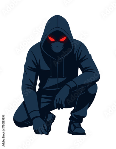 Hacker Red Eyes Silhouette Shadow Hoodie Mysterious Figure Esport Mascot