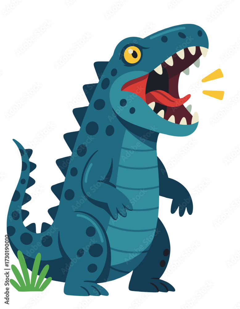 Fototapeta premium Cute Cartoon Dinosaur Roaring Character Design Children