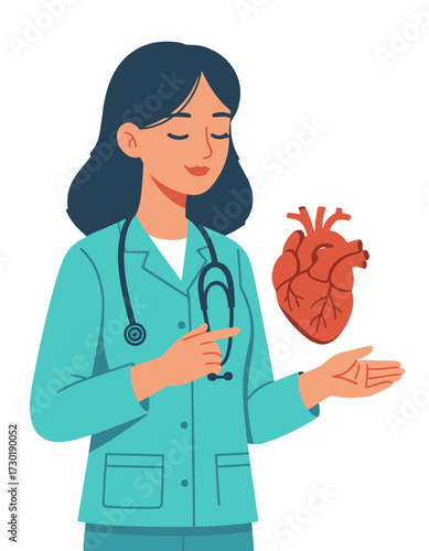 Female Doctor Cardiologist Explaining Human Heart Medical Professional Healthcare