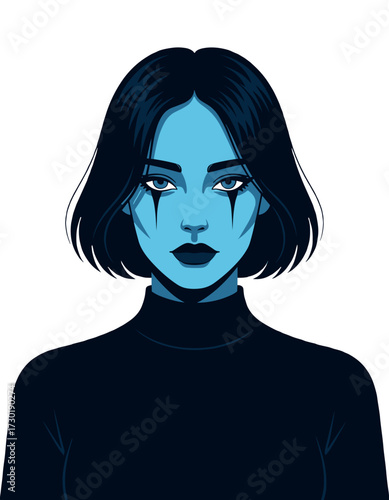 Monochrome Woman Portrait Gothic Aesthetic Makeup Design