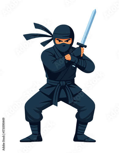 Ninja Character Holding Katana Sword Esport Mascot Warrior